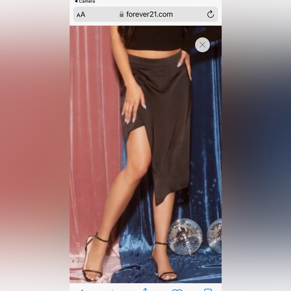 NWT forever 21 black satin tulip skirt size Large